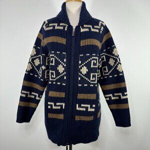 Pendleton Southwestern 100% Lams Wool Chunky Knit Zip Cardigan Sweater Women S